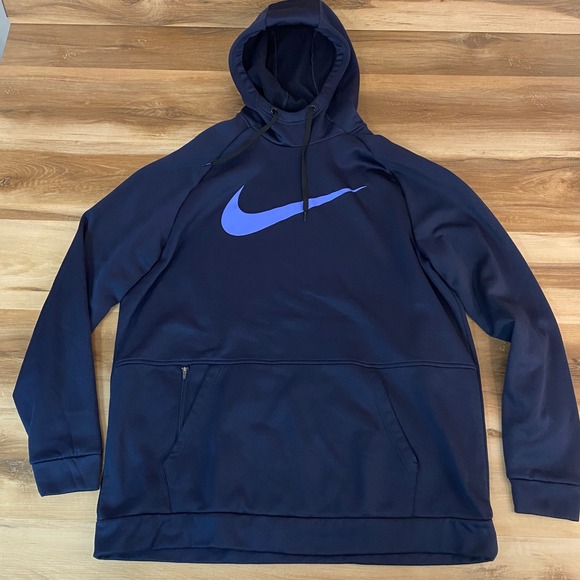 Nike Therma-FIT Pullover Hoodie Mens XXL Navy Blue Athletic Swoosh - Picture 1 of 6